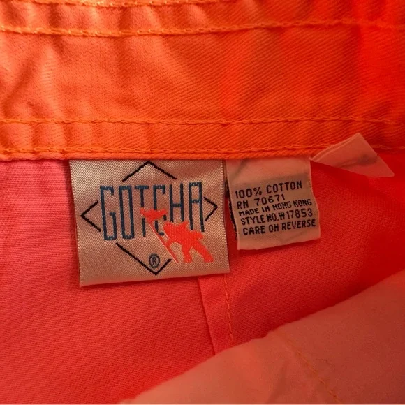 Vintage Gotcha Mens Size 31 Neon Orange Fade Orange New - Picture 3 of 5